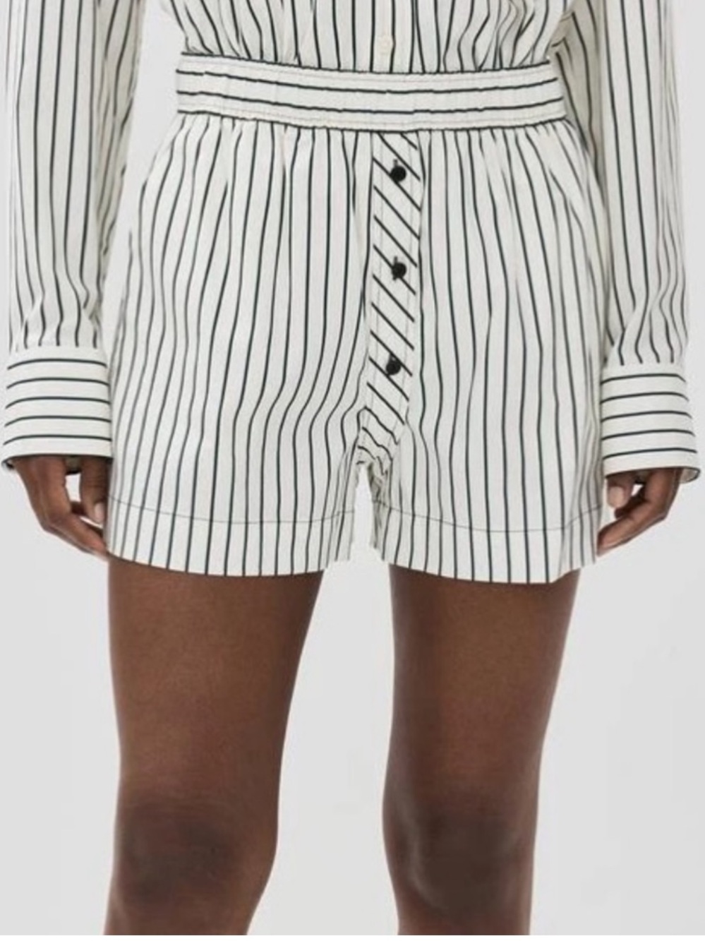 REFORMATION Billy Relaxed Fit Shorts Savory Stripe White Women’s Size Small